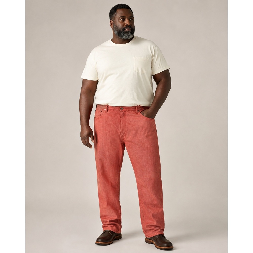 Levi's 501 White Oak Cone Denim Jeans W42 L30 Coral Salmon Straight Leg